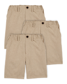 Kid 3-Pack Active Pull-On Uniform Shorts - Khaki, image 1 of 4 slides