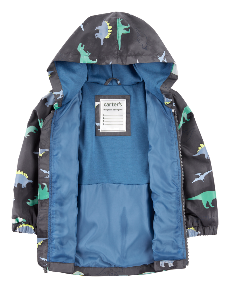 Baby Boy Dinosaur Color Changing Rain Jacket - Grey, image 6 of 6 slides