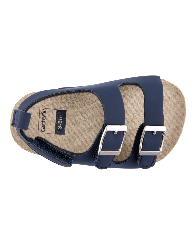 Baby Buckle Faux Cork Sandals  - Navy, image 4 of 6 slides