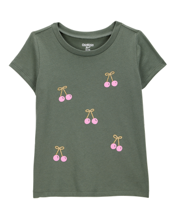 Toddler Cherry Short-Sleeve Graphic Tee - Olive, 