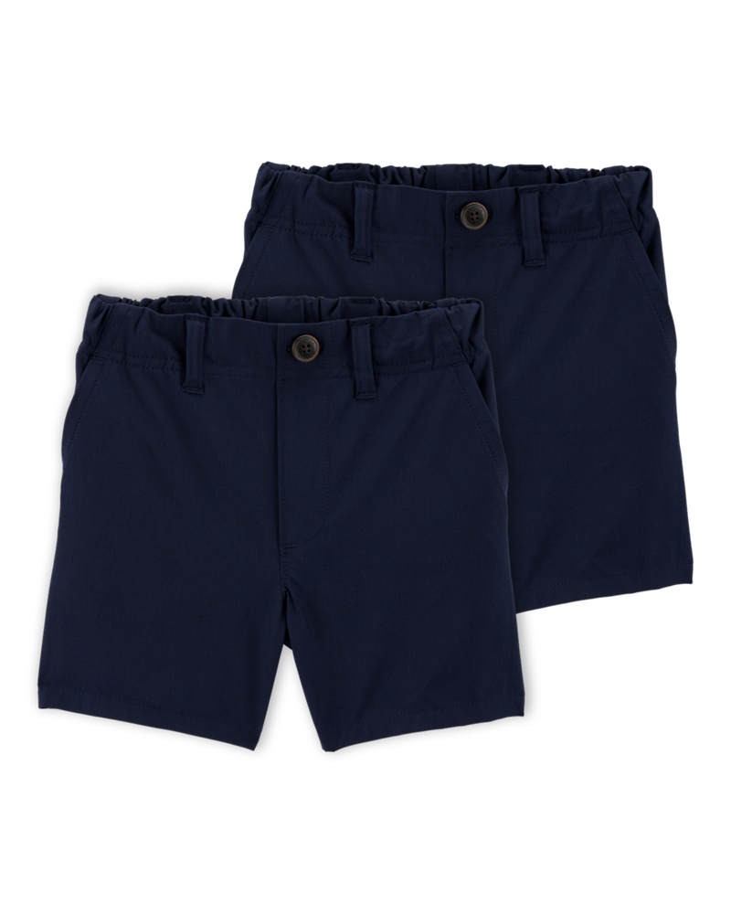 Toddler 2-Pack Active Pull-On Uniform Shorts - Navy, image 1 of 8 slides