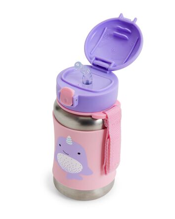 Zoo Stainless Steel Little Kid Straw Bottle - Narwhal, 