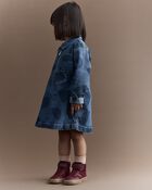 Toddler Girl Zip-Up Denim Shirt Dress with Shapes - Blue, image 4 of 6 slides