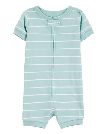 Toddler Boy 1-Piece Striped 100% Snug Fit Cotton Romper Pajamas - Blue, 
