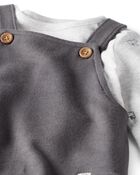 Baby 2-Piece Organic Cotton Overall Set in Bear Print, image 4 of 7 slides