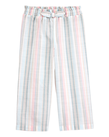 Toddler Girl Striped Linen Look-Alike Tie-Waist Pants, 