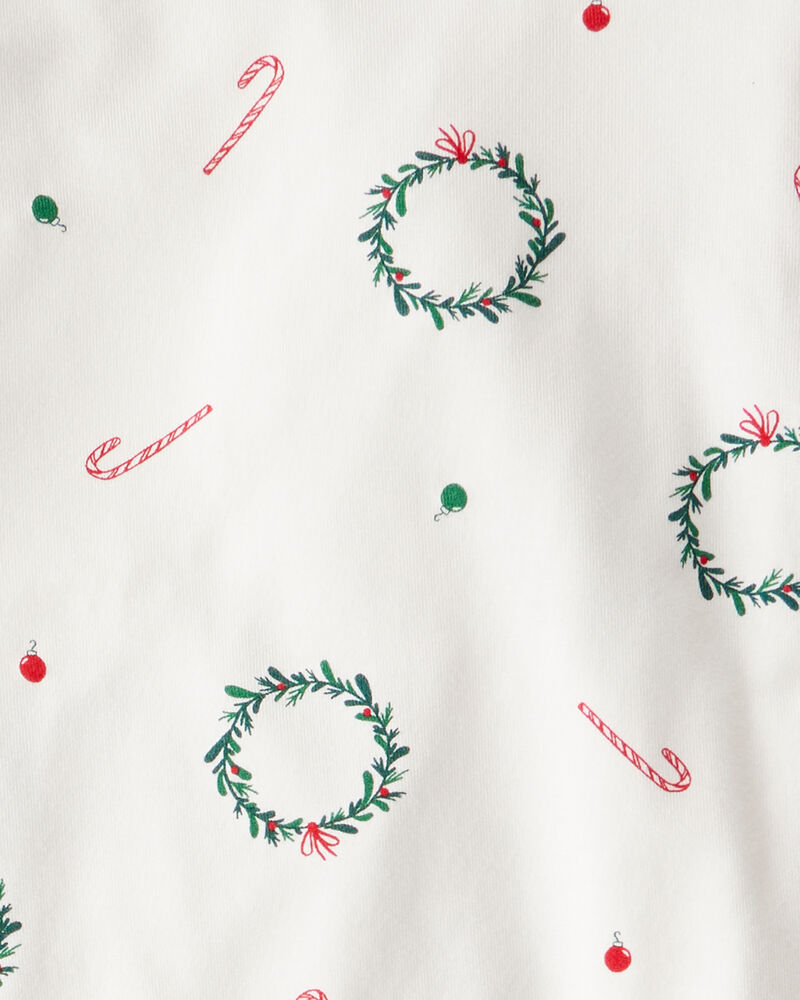 Toddler Wreath PurelySoft Long-Sleeve Snug Fit 2-Piece Pajamas - White, image 3 of 5 slides