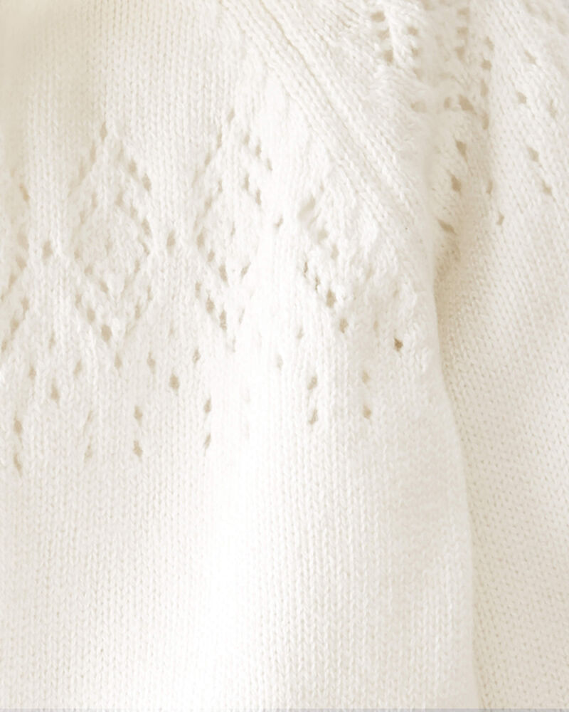 Baby Organic Cotton Sweater Knit Pointelle Jumpsuit, image 3 of 4 slides