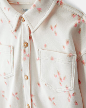 Toddler Girl Heart Print Long-Sleeve Flannel - Cream, 