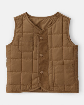 Toddler Boy Sleeveless Puffer Vest - Brown, 