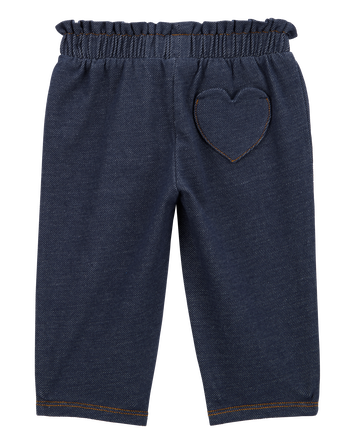 Baby Girl 2-Piece Heart Flutter-Sleeve Bodysuit Pant Set - Pink/Blue, 