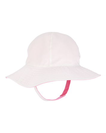 Baby Girl Reversible Solid Swim Hat - Pink/White, 