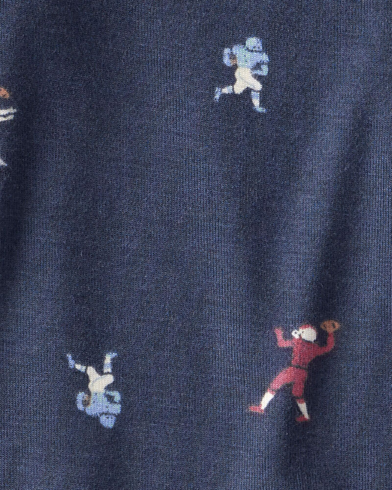 Baby Boy Football Print PurelySoft Long-Sleeve Sleep & Play Pajamas - Blue, image 4 of 8 slides