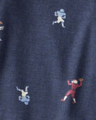 Baby Boy Football Print PurelySoft Long-Sleeve Sleep & Play Pajamas - Blue, image 4 of 8 slides
