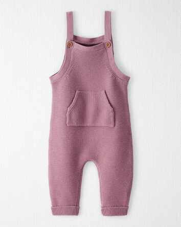 Baby Girl Organic Cotton Sweater Knit Overalls, 