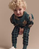 Toddler No-Seam Jogger Pant in Plaid - Green/Black, image 4 of 7 slides