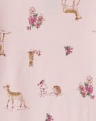 Toddler Girl Deer & Floral Print PurelySoft Long-Sleeve 2-Piece Pajamas - Pink, image 3 of 6 slides