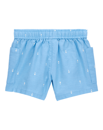 Baby Heart Drop Print Drawstring Shorts - Blue, 