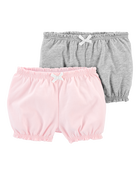 Baby Girl 2-Pack Bubble Shorts - Pink/Grey, image 1 of 4 slides