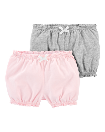 Baby Girl 2-Pack Bubble Shorts - Pink/Grey, 