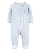 Baby Floral 2-Way Zip Ribbed Sleep & Play Pajamas, image 1 of 6 slides