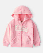 Baby Girl 2-Piece DayDream Fleece Butterfly Print Hooded Zip-Up Jacket & Joggers Set - Pink, image 2 of 7 slides