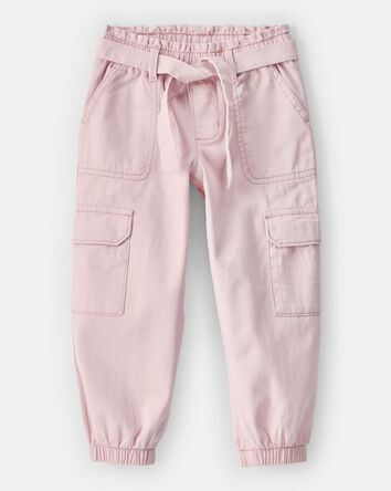 Toddler Girl Cotton Cargo Joggers - Pink, 