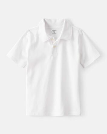 Boys Pique Uniform Polo Shirt - White, 