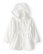 Baby Girl Hooded Terry Cloth Swim Cover-Up Dress - White, image 1 of 3 slides