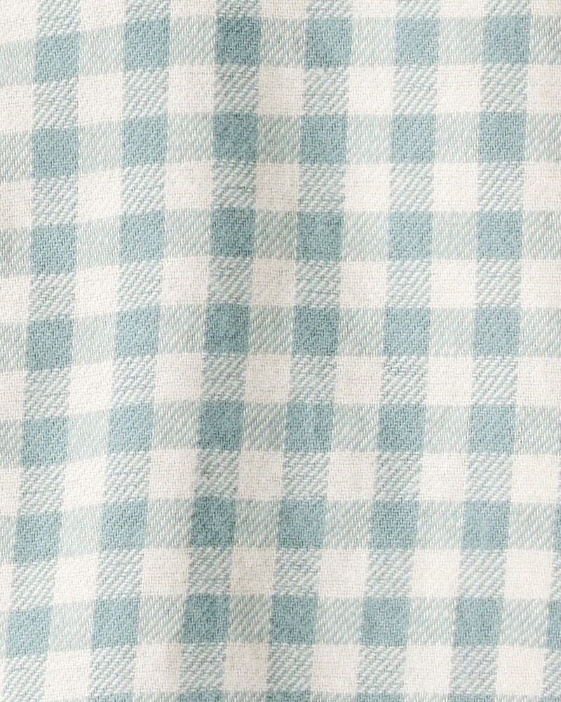 Baby Boy Checkered Print Bodysuit Overall Set - Blue/Green, image 5 of 6 slides