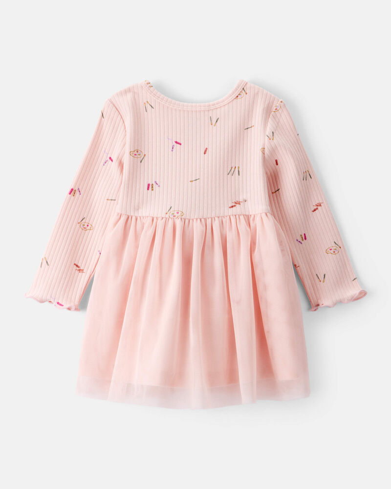 Baby Girl Heart Print Long-Sleeve Dress - Pink, image 2 of 5 slides