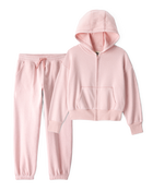 Girls 2-Piece DayDream Fleece Hooded Zip-Up Jacket & Joggers Set - Pink, image 1 of 6 slides
