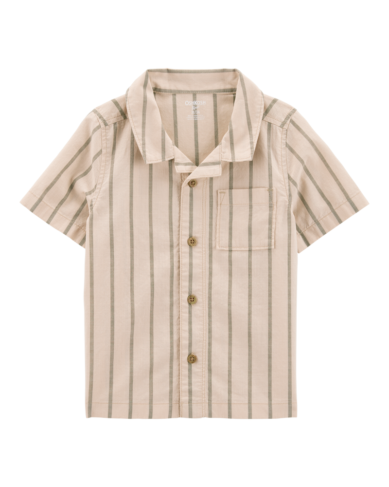 Toddler Striped Button-Down Shirt - Khaki, image 1 of 4 slides
