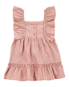 Baby Flutter Tiered Dress - Pink, image 2 of 5 slides