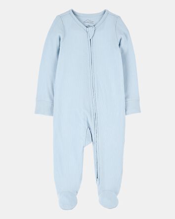 Baby Boy Solid 2-Way Zip PurelySoft Sleep & Play Pajamas - Blue, 