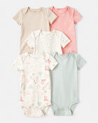 Baby Girl 5-Pack Cowgirl Print Cotton Multipack Bodysuits - White/Blue/Pink, image 1 of 7 slides