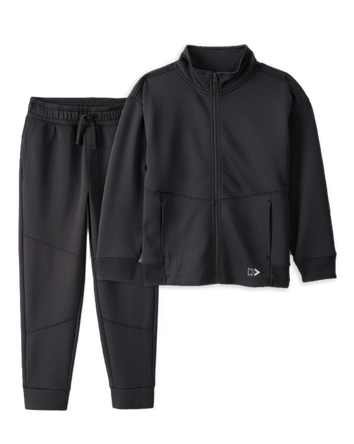 Boys 2-Piece Zip-Up Jacket & Joggers Set - Black, 