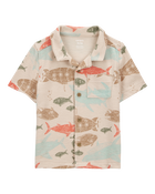 Baby 2-Piece Sea Print Button-Down Shirt & Pull-On Shorts Set, image 2 of 6 slides