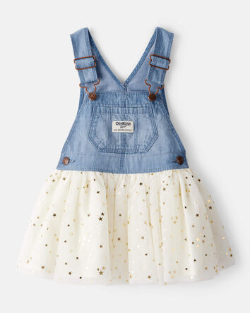 Baby Girl Chambray Tulle Skirtall - Blue/Cream, 