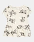 Toddler Girl Butterfly Short-Sleeve Peplum Tee - Cream, image 1 of 3 slides