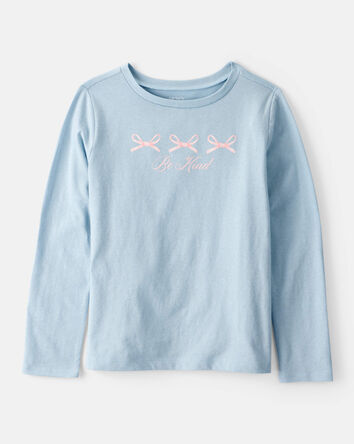 Girls Bow Long-Sleeve Graphic Tee - Blue, 