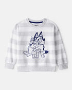 Toddler Bluey Striped French Terry Pullover - Grey, image 1 of 2 slides