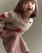 Toddler Girl Floral Pullover Sweater - Khaki, image 6 of 7 slides