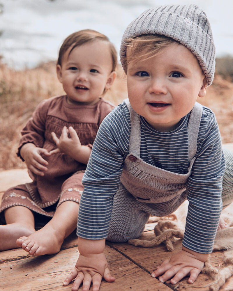 Baby Girl 2-Piece Organic Cotton Crinkled Knit Set, image 5 of 6 slides