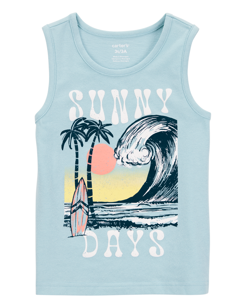 Baby Boy Wave Graphic Tank - Blue, image 1 of 3 slides