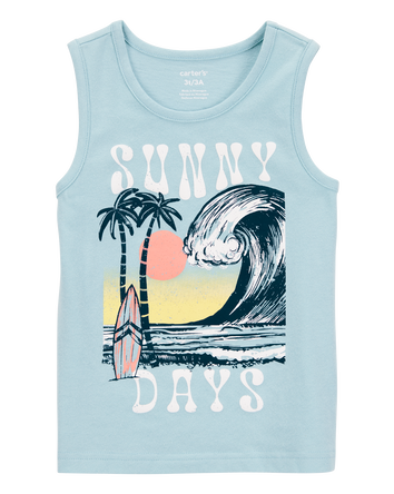 Baby Boy Wave Graphic Tank - Blue, 