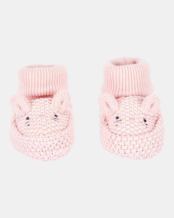 Baby Bunny Crochet Booties - Pink, 