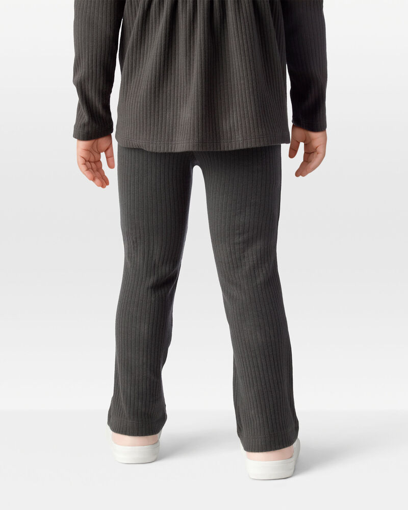 Toddler Girl 2-Piece Black Peplum Top & Cotton Flare Leggings Set - Black/Grey, image 8 of 8 slides