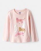 Toddler Girl Cat Long-Sleeve Graphic Tee - Pink, image 1 of 3 slides