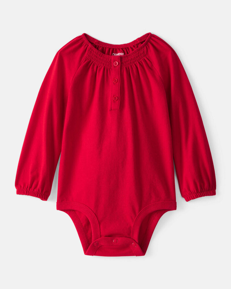 Baby Girl Long-Sleeve Fashion Bodysuit - Red, image 1 of 3 slides